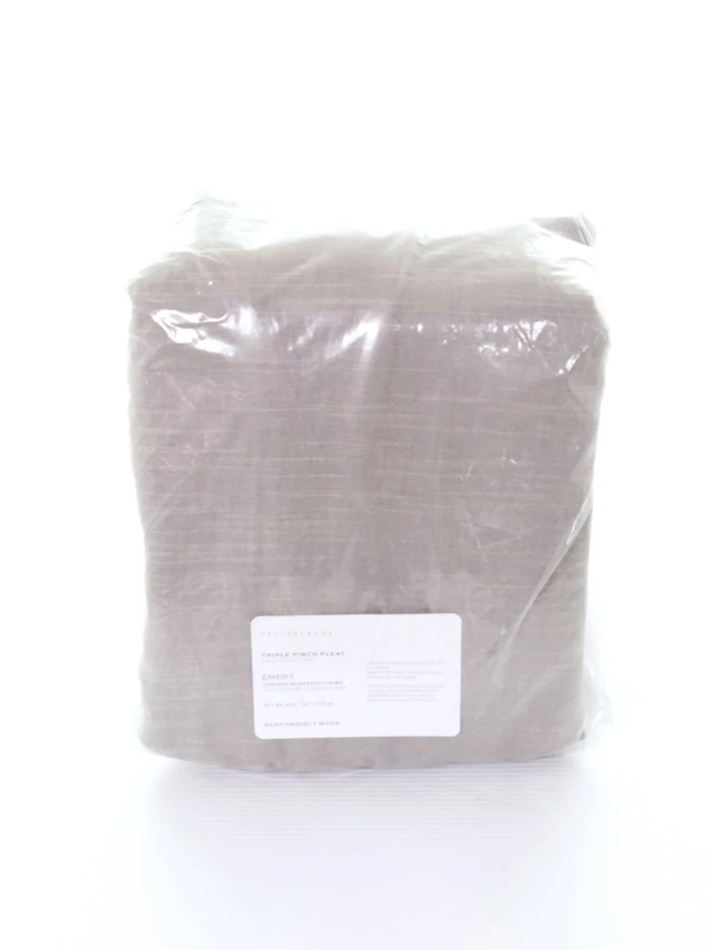 NWT Pottery Barn Emery Linen Triple Pinch Pleat Blackout Curtain 50x84 Flagstone